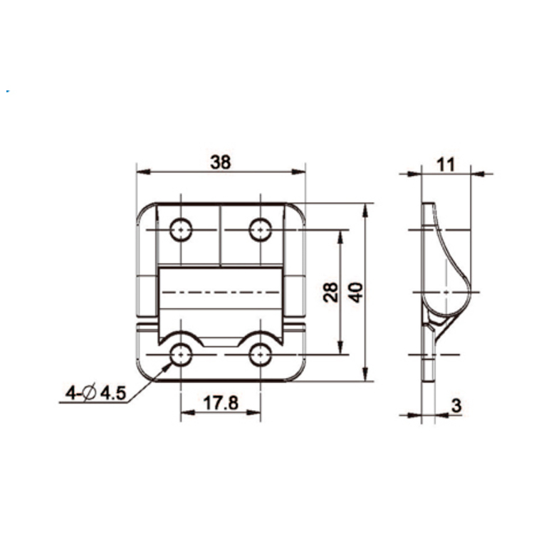평면 장착 댐핑 힌지-B2222-3,4