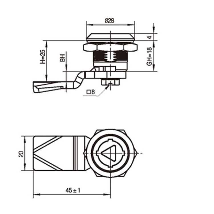 조작 방지 도구 유형 Cam Lock-A6017