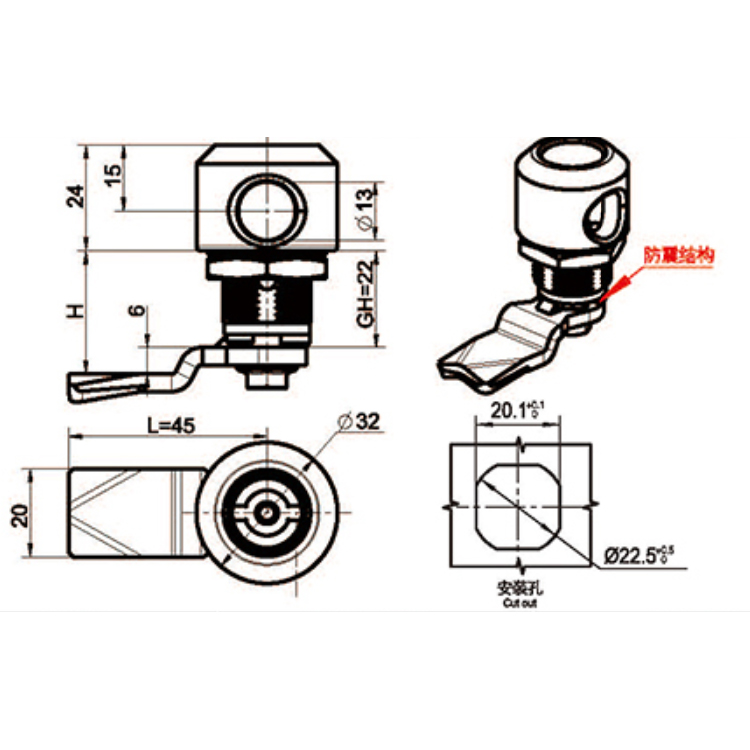 자물쇠 도구 유형 Cam Lock-A6019